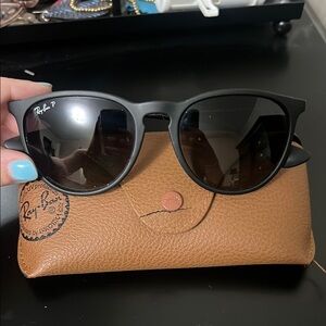 Ray-Ban Matte Black Sunglasses with Tan Case